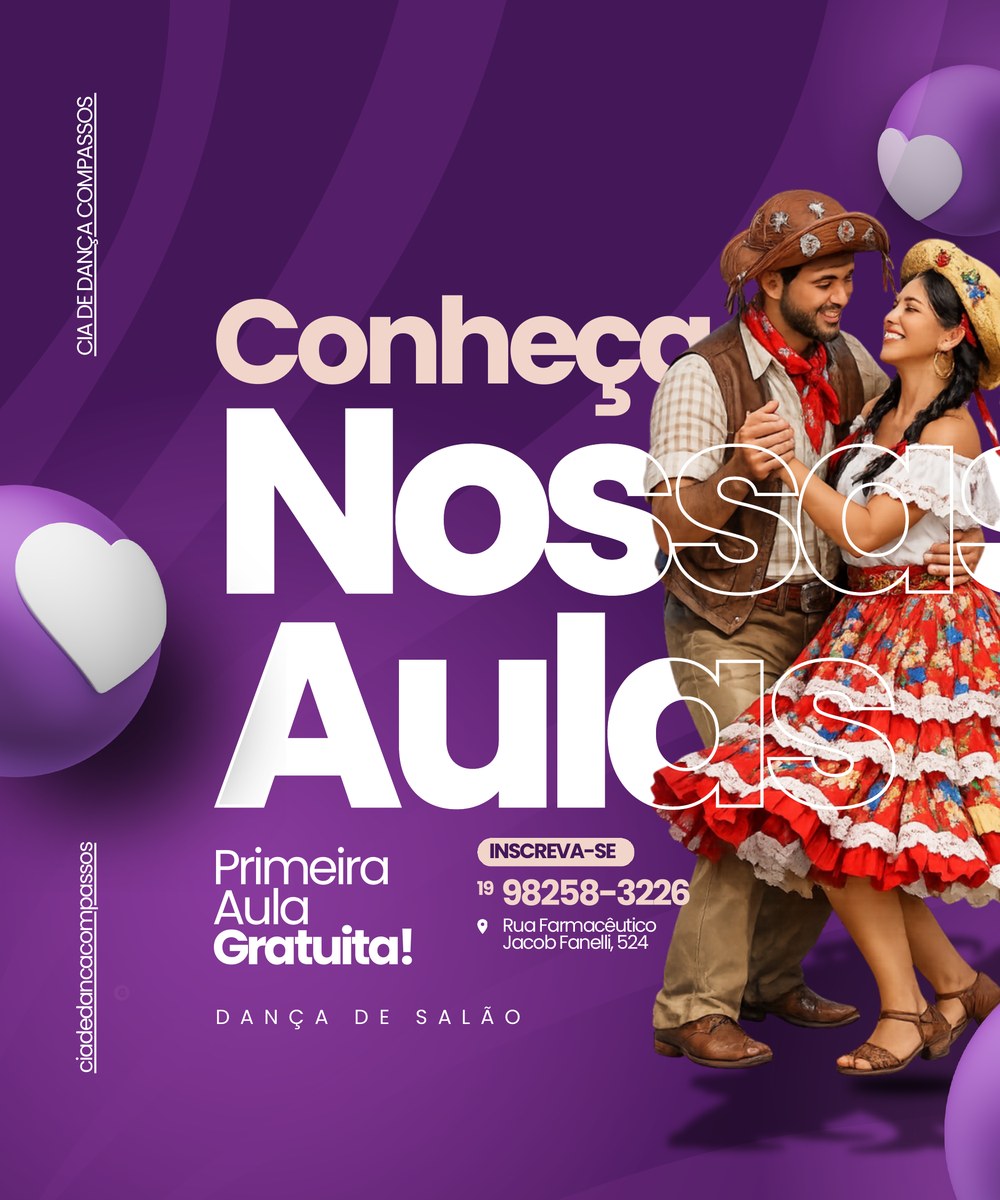 Arte de divulgação das aulas da ComPassos