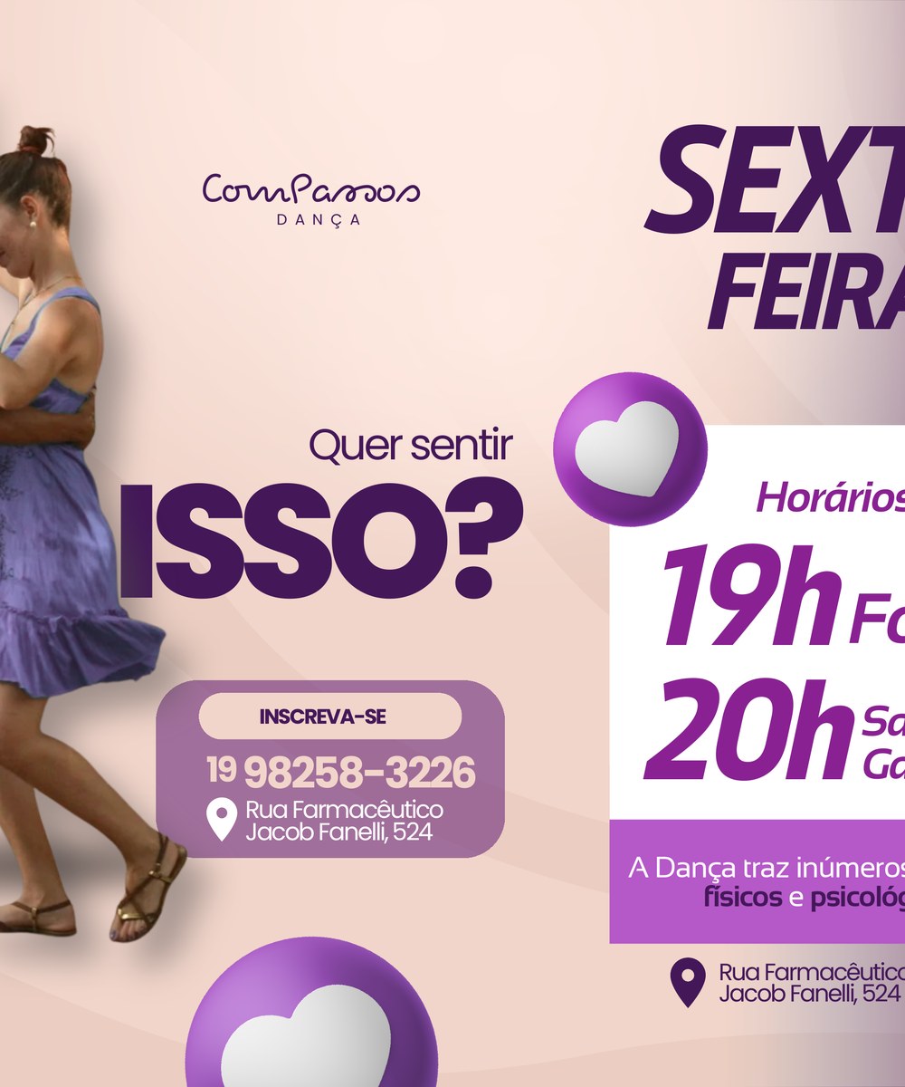 Arte de divulgação de sexta-feira da ComPassos
